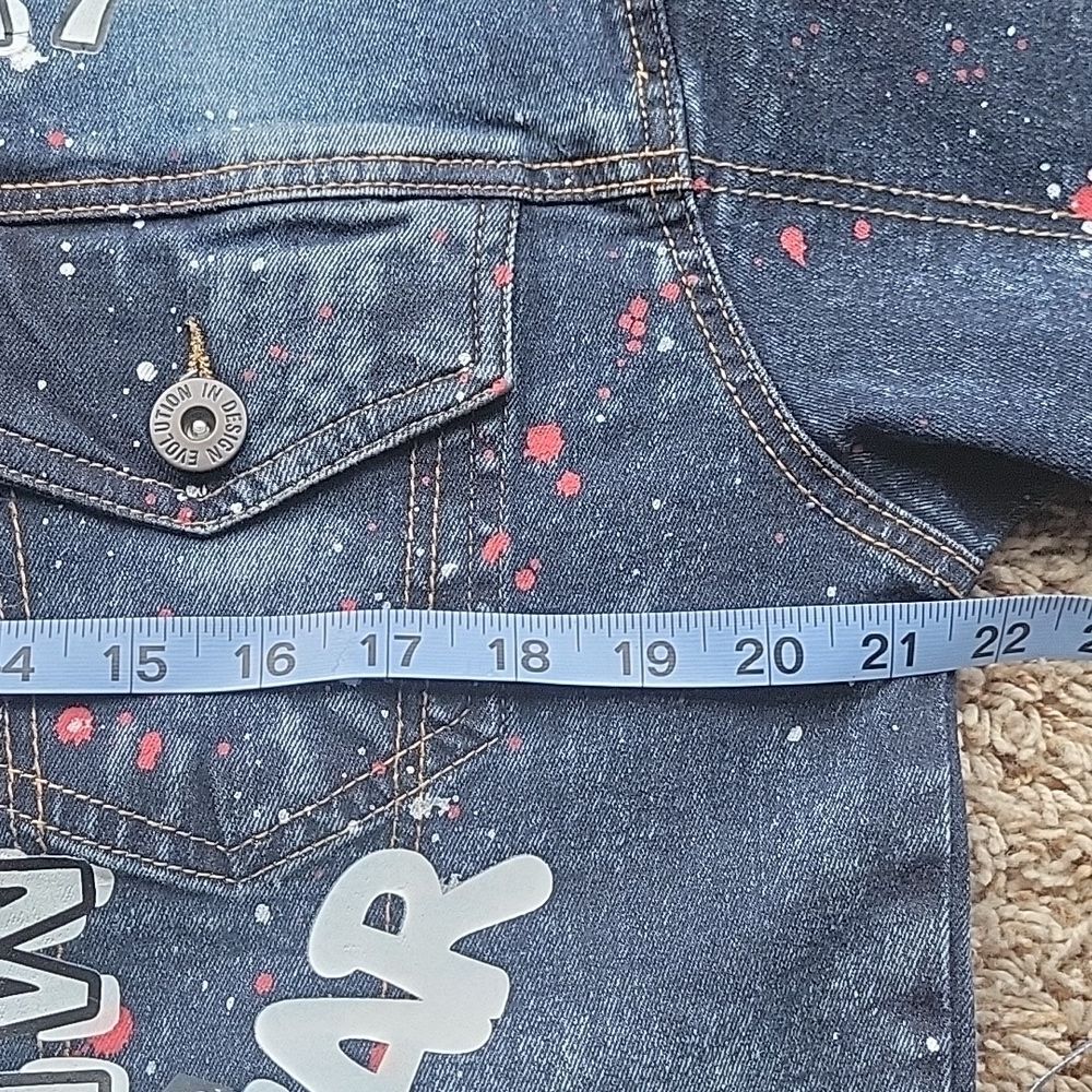 EVOLUTION In Design Paint Denim Jacket Size M - Picture 8 of 11